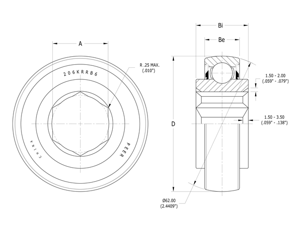 Подшипник PEER 206KRRB6